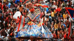 Mask dance performer at Paro Tsechu festival in Bhutan