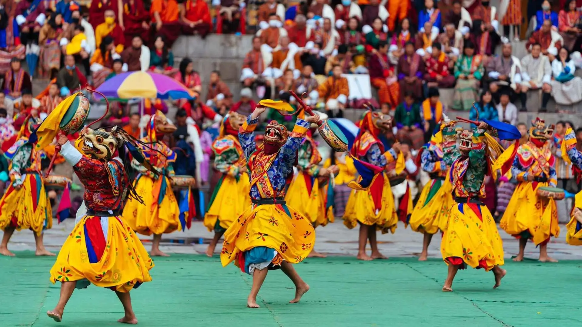 Mask Dance Performance during Talo Tshechu Festival in Bhutan