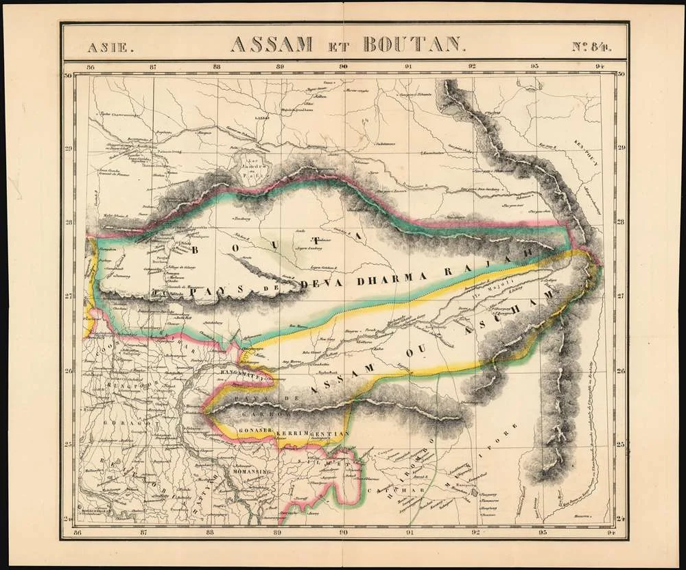 Early geographical map of the Kingdom of Bhutan