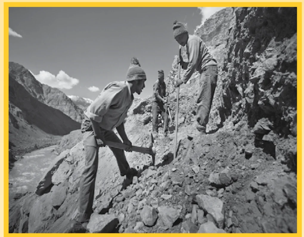 No Traffic Light in the entire country of Bhutan - early bhutan road construction large