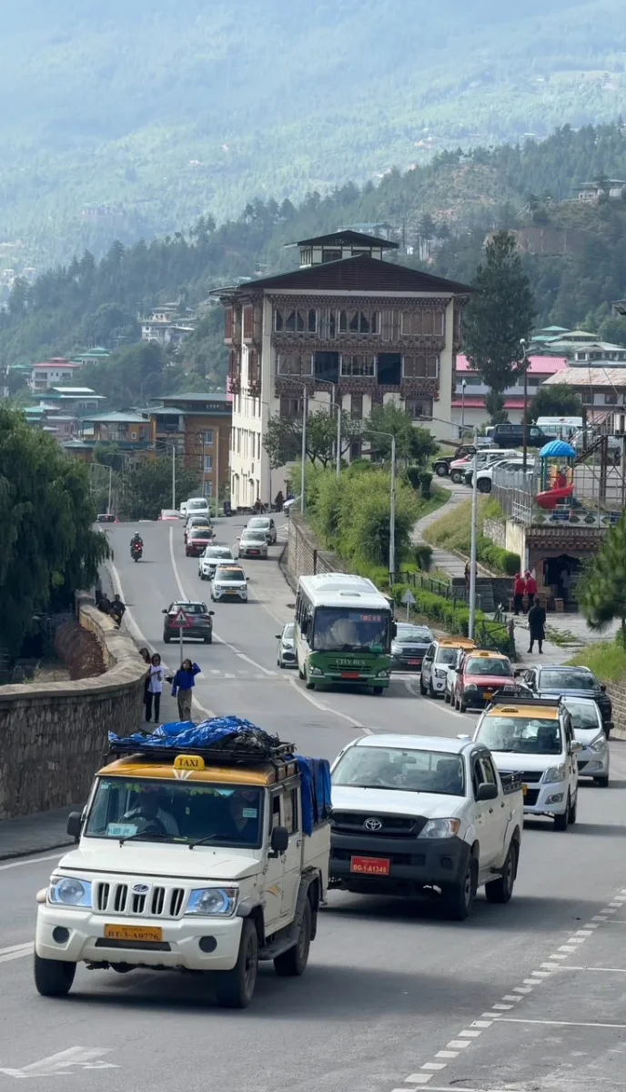 No Traffic Light in the entire country of Bhutan - rush hour thimphu capital bhutan large