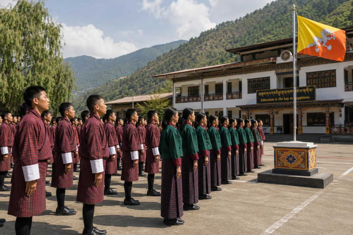  Bhutan’s National Anthem: Druk Tsendhen - students singing the national anthem of bhutan large